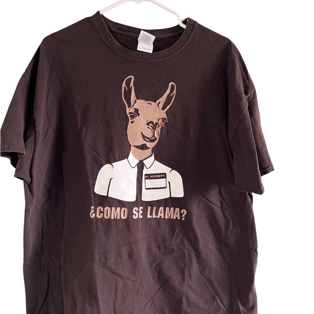 Gildan Funny Llama Graphic T-Shirt | Brown Men's XL
